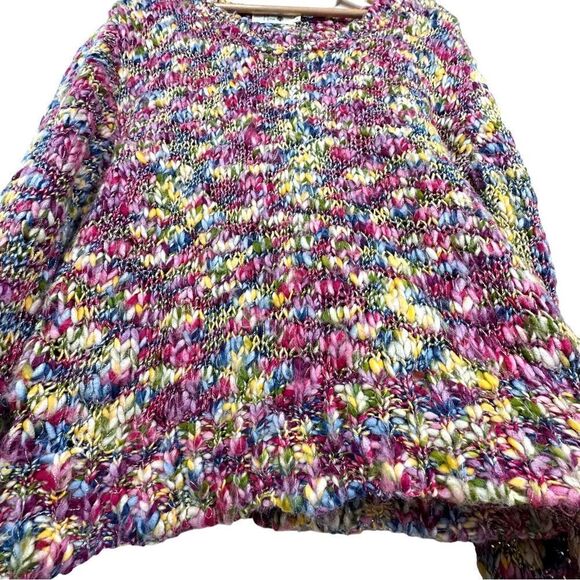 Missa Chunky Knit Rainbow Colorful Scoop Neck Pull Over Sweater L - Picture 4 of 7